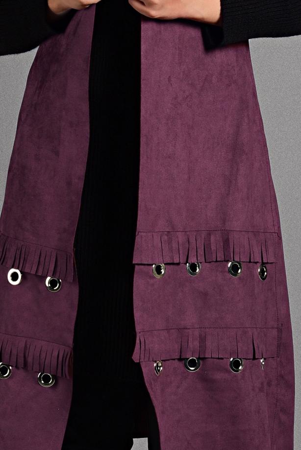 Vêtements hijab  GROMMET DETAILED SUEDE VEST 2418 - TRENDTESETTÜR