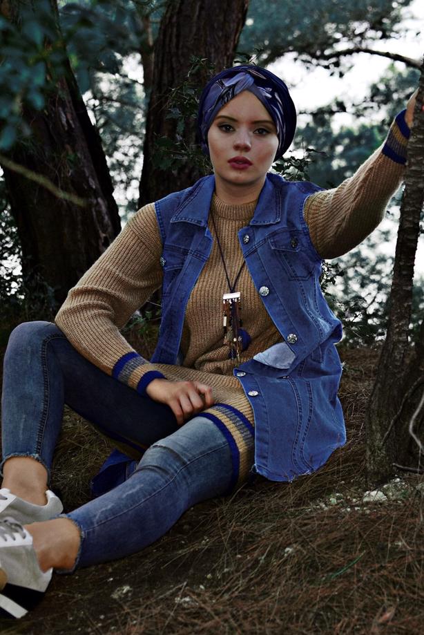 Vêtements hijab  DENIM VEST 3002 - TRENDTESETTÜR