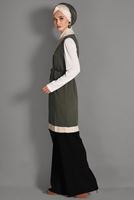 Tesettür giyim HAKİ TRİKO YELEK 3017 