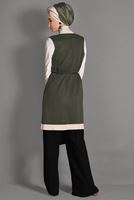 Tesettür giyim HAKİ TRİKO YELEK 3017 