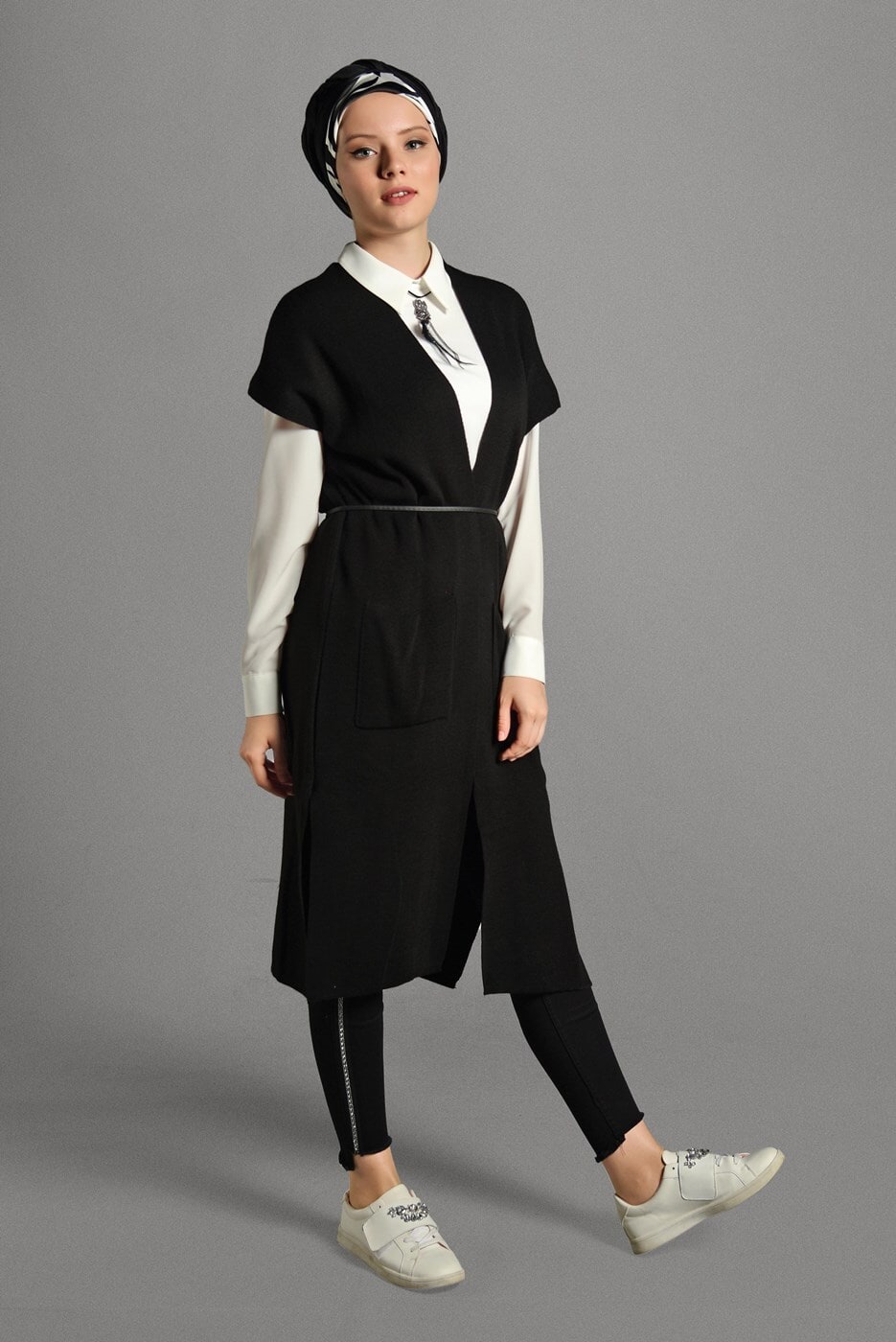 Vêtements hijab NOIR GILET EN TRICOT 3905 