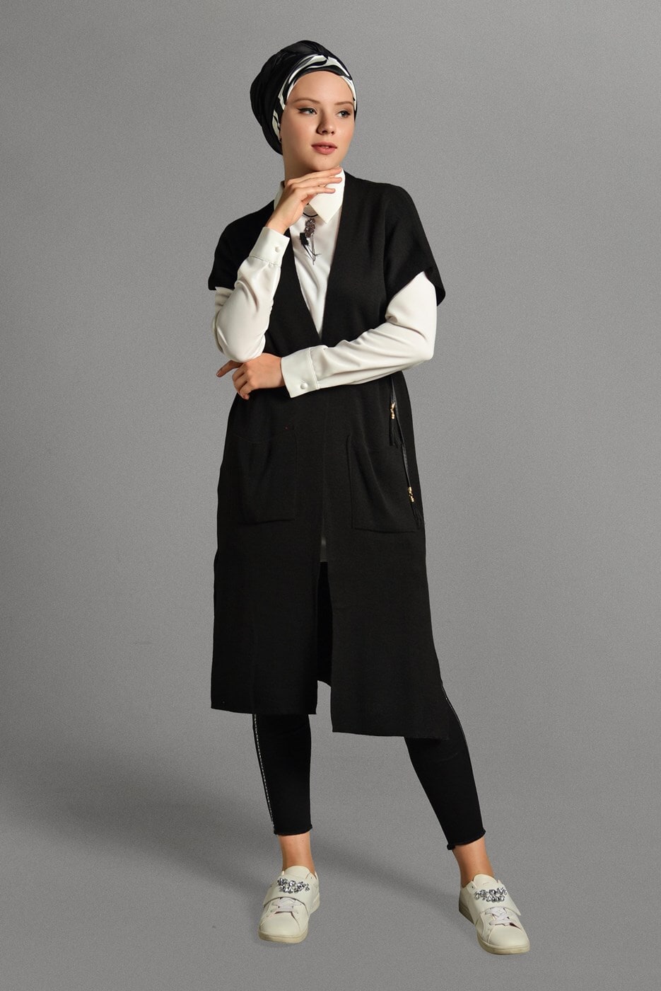 Vêtements hijab NOIR GILET EN TRICOT 3905 