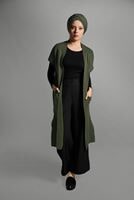 Vêtements hijab KAKI GILET EN TRICOT 3905 