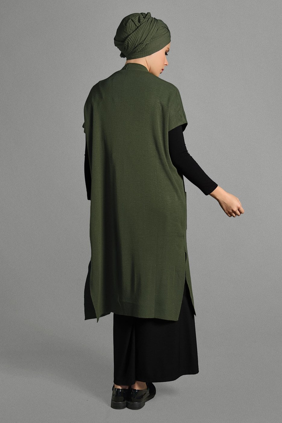 Vêtements hijab KAKI GILET EN TRICOT 3905 