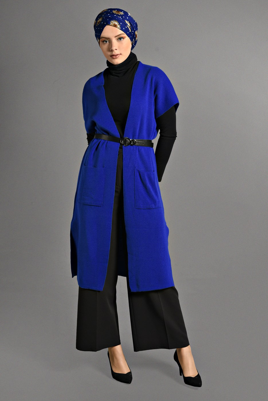 Vêtements hijab BLEU MARINE GILET EN TRICOT 3905 