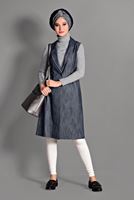 Tesettür giyim LACİVERT SIRTI NAKIŞ DETAYLI YELEK 4749 