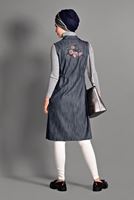 Tesettür giyim LACİVERT SIRTI NAKIŞ DETAYLI YELEK 4749 