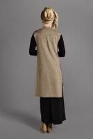 Tesettür giyim BEJ KUŞGÖZÜ DETAYLI SÜET YELEK 5458 