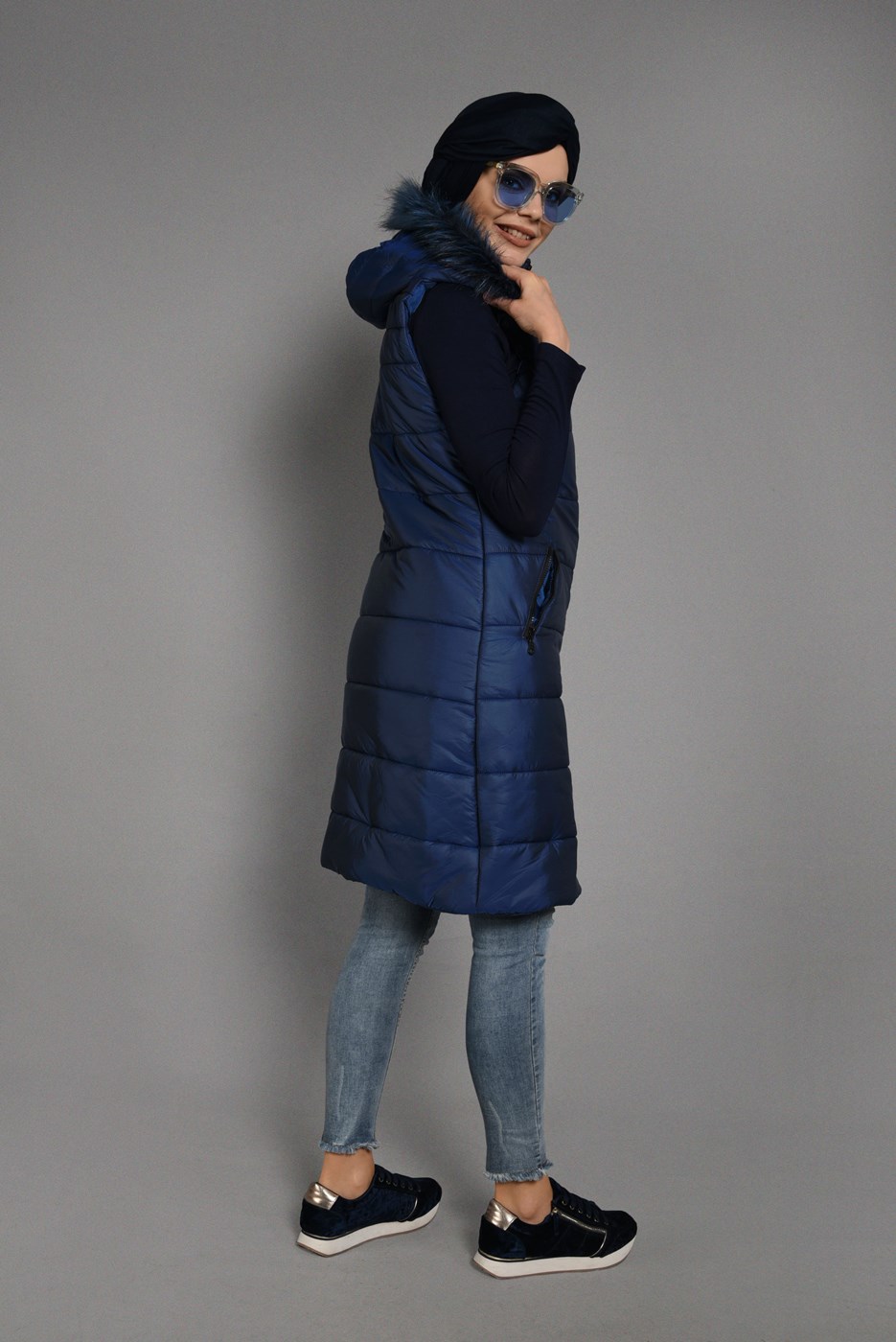 Vêtements hijab BLEU MARINE DOUDOUNE ZIPPÉ À CAPUCHE 6053