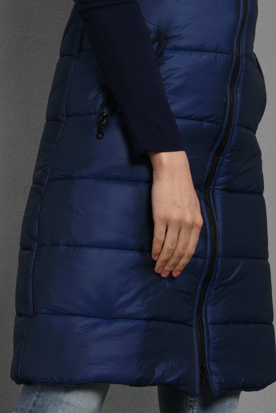 Vêtements hijab BLEU MARINE DOUDOUNE ZIPPÉ À CAPUCHE 6053