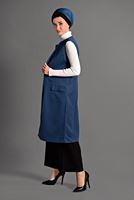 Tesettür giyim LACİVERT CEP DETAYLI PAMUKLU YELEK T 7401