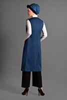 Tesettür giyim LACİVERT CEP DETAYLI PAMUKLU YELEK T 7401