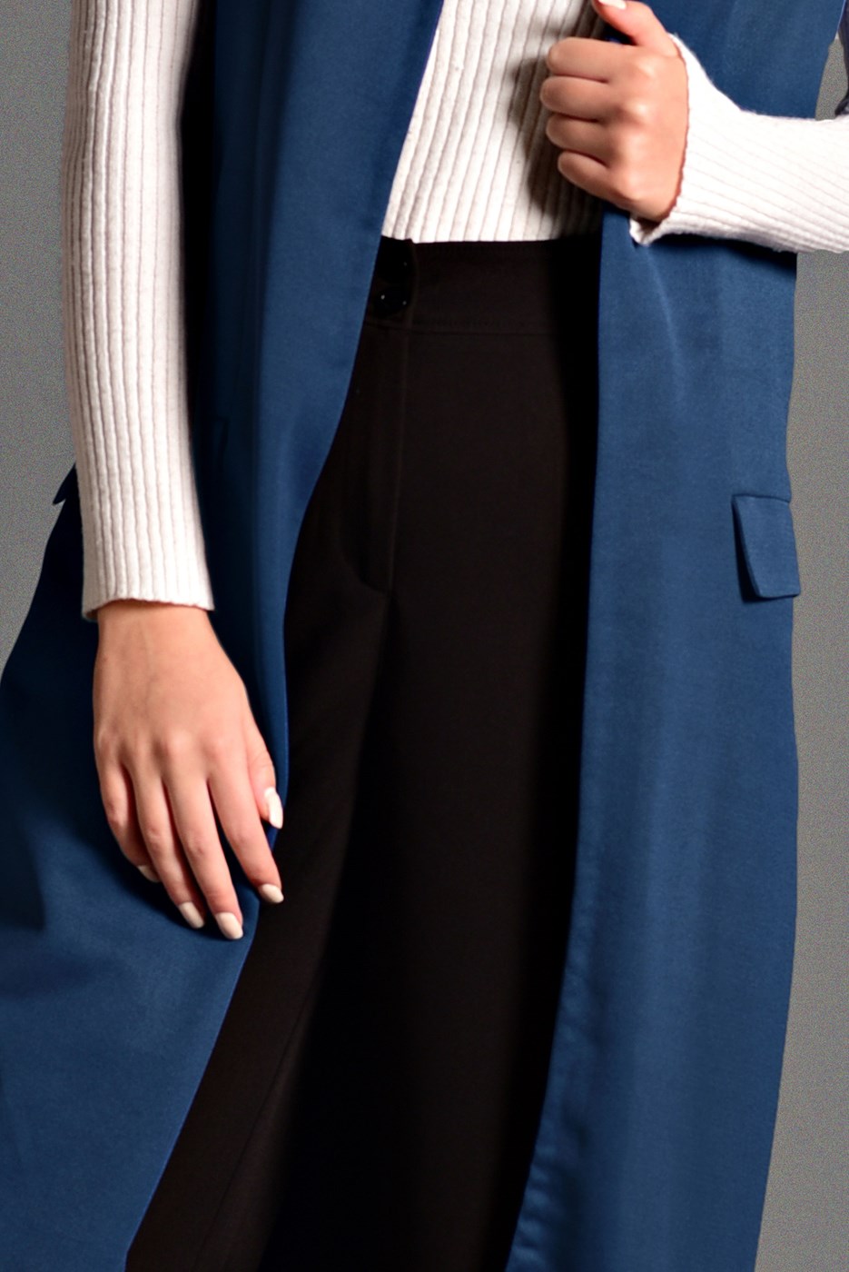 Tesettür giyim LACİVERT CEP DETAYLI PAMUKLU YELEK T 7401