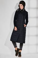 Tesettür giyim SİYAH KAPÜŞONLU KAPİTONE YELEK 9737 