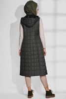 Tesettür giyim HAKİ KAPÜŞONLU KAPİTONE YELEK 9737 