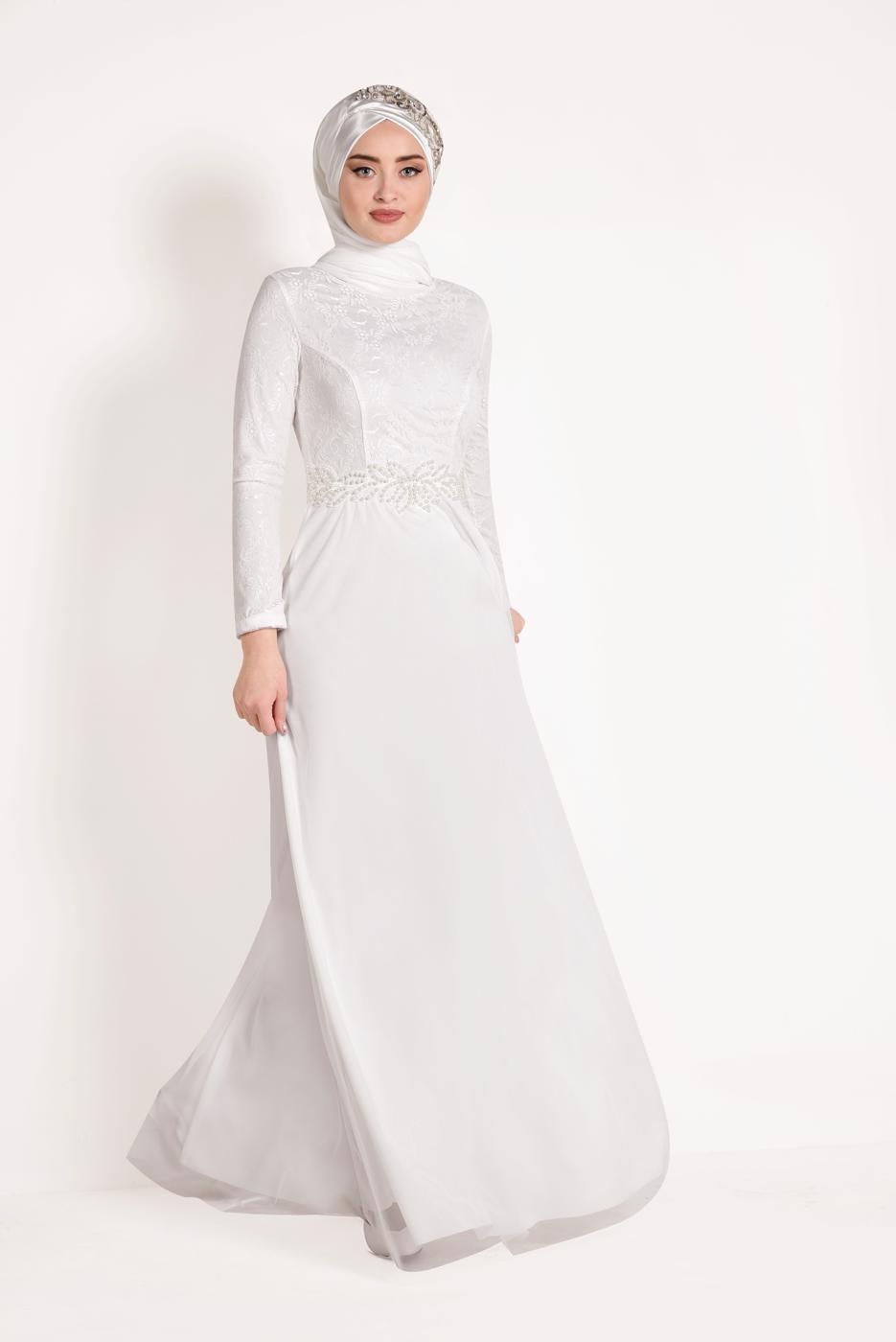 Hijab clothing CREAM T 14293 Arn-Abiye Elbise