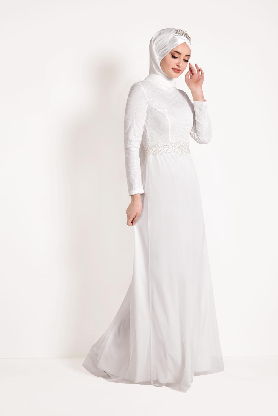 Hijab clothing CREAM T 14293 Arn-Abiye Elbise