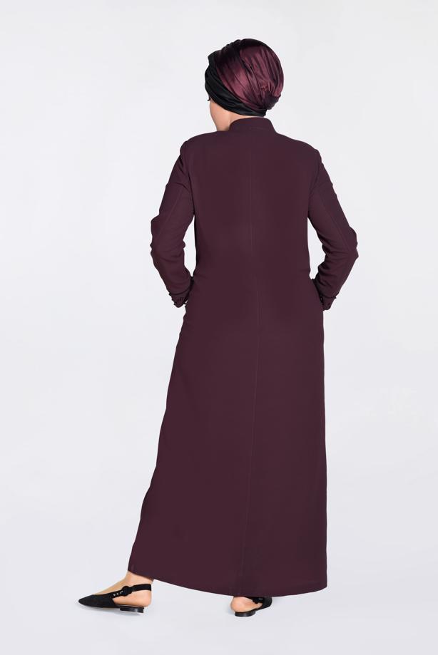 Vêtements hijab ROUGE BORDEAUX ALVINA PERLE COL MANDARINE FINITION T 1290 - TRENDTESETTÜR