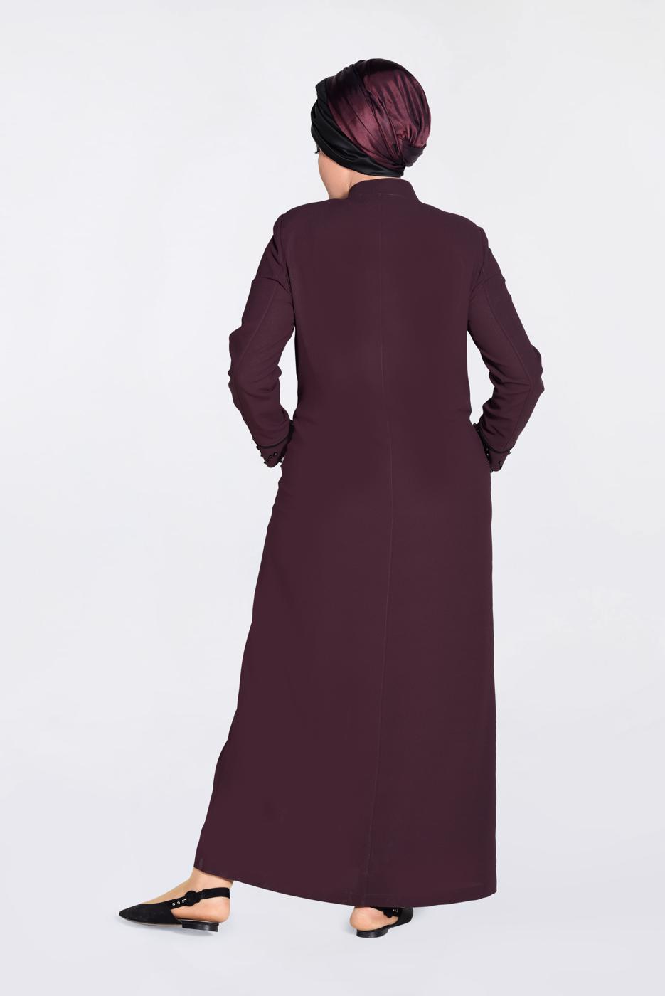 Vêtements hijab ROUGE BORDEAUX ALVINA PERLE COL MANDARINE FINITION T 1290