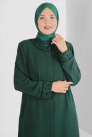 Vêtements hijab VERT ALVINA PERLE COL MANDARINE FINITION T 1290