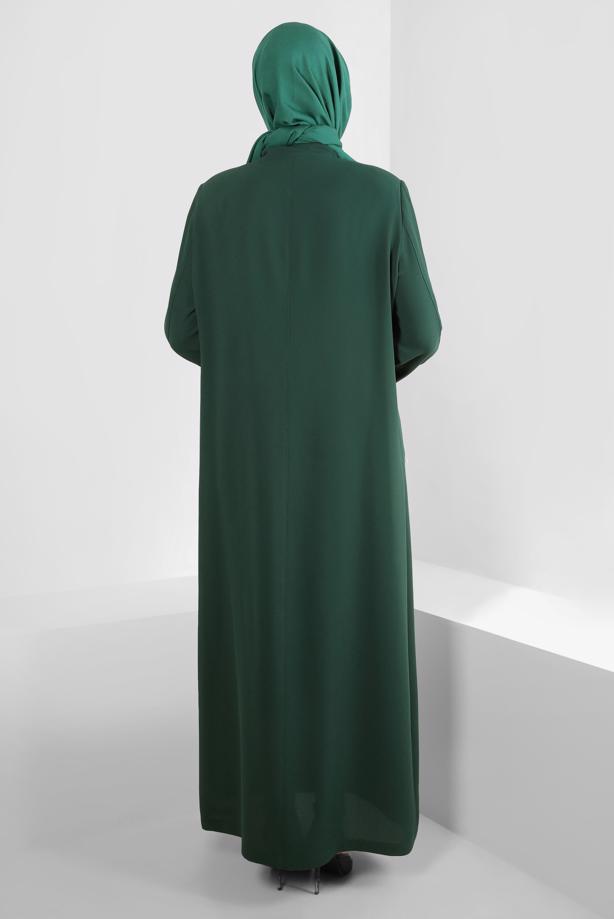 Vêtements hijab VERT ALVINA PERLE COL MANDARINE FINITION T 1290 - TRENDTESETTÜR