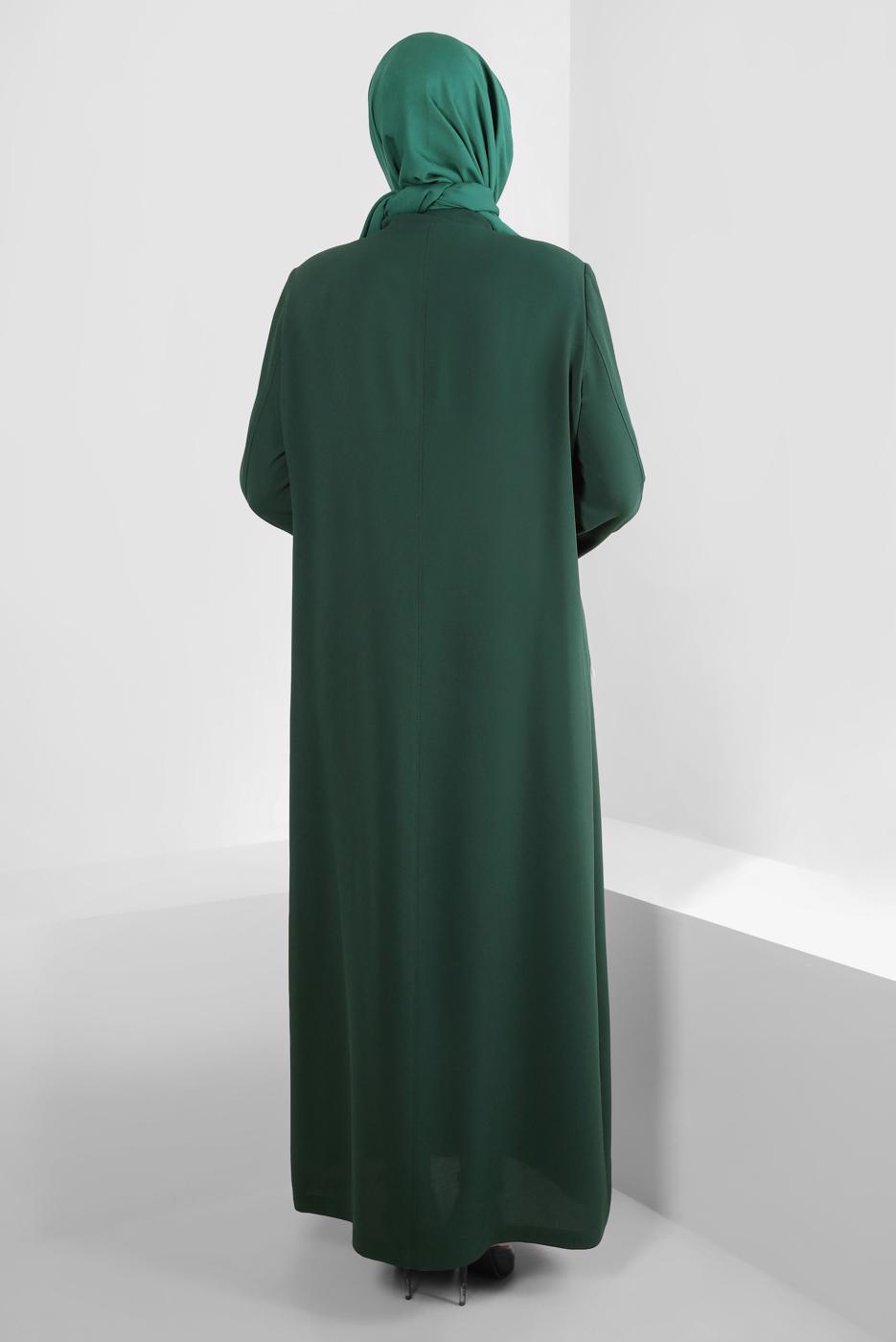 Vêtements hijab VERT ALVINA PERLE COL MANDARINE FINITION T 1290