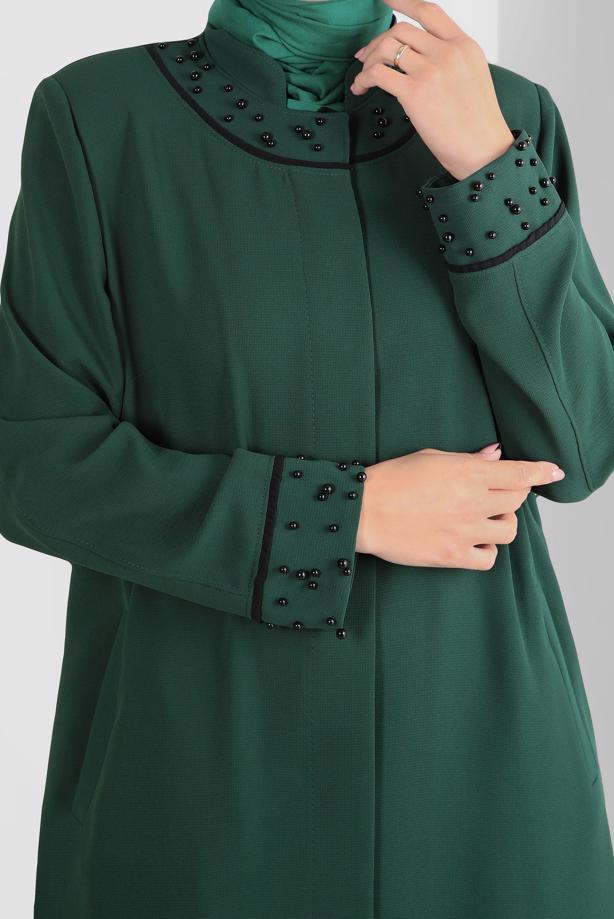 Vêtements hijab VERT ALVINA PERLE COL MANDARINE FINITION T 1290 - TRENDTESETTÜR