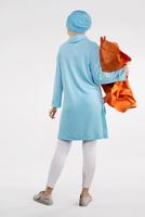 Tesettür giyim MAVİ DEGAJE YAKA TUNİK 64781