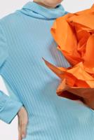 Tesettür giyim MAVİ DEGAJE YAKA TUNİK 64781