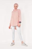 Tesettür giyim PUDRA DEGAJE YAKA TUNİK 64781