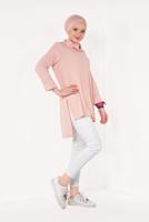 Tesettür giyim PUDRA DEGAJE YAKA TUNİK 64781