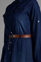 Tesettür giyim LACİVERT CEP DETAYLI KEMERLİ ELBİSE 0014 