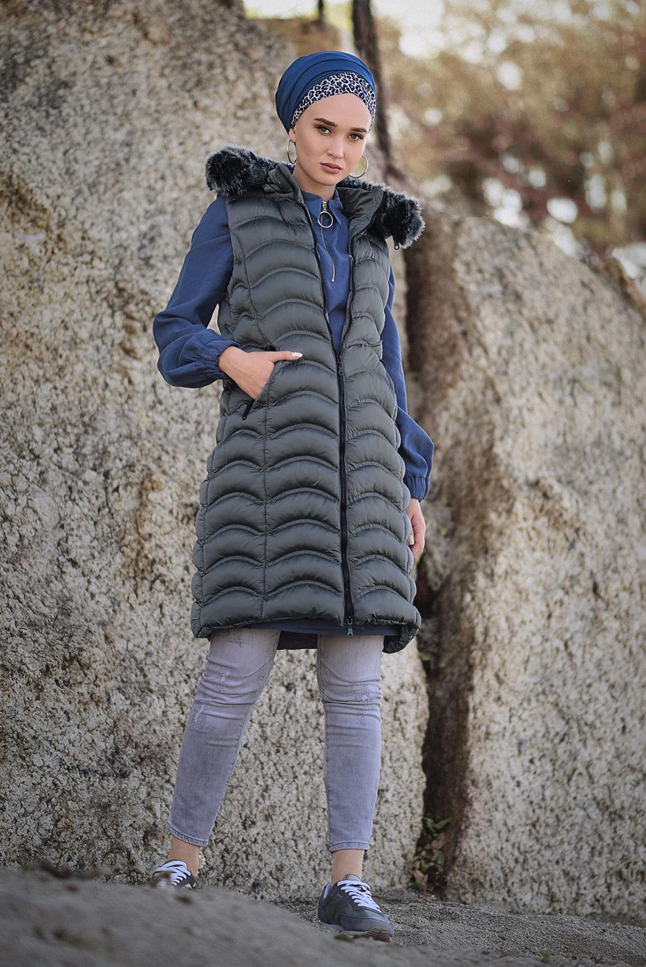 Vêtements hijab GRIS DOUDOUNE À MATELASSÉ 2502 