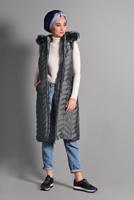Hijab clothing GREY QUILTED GILET 3502 