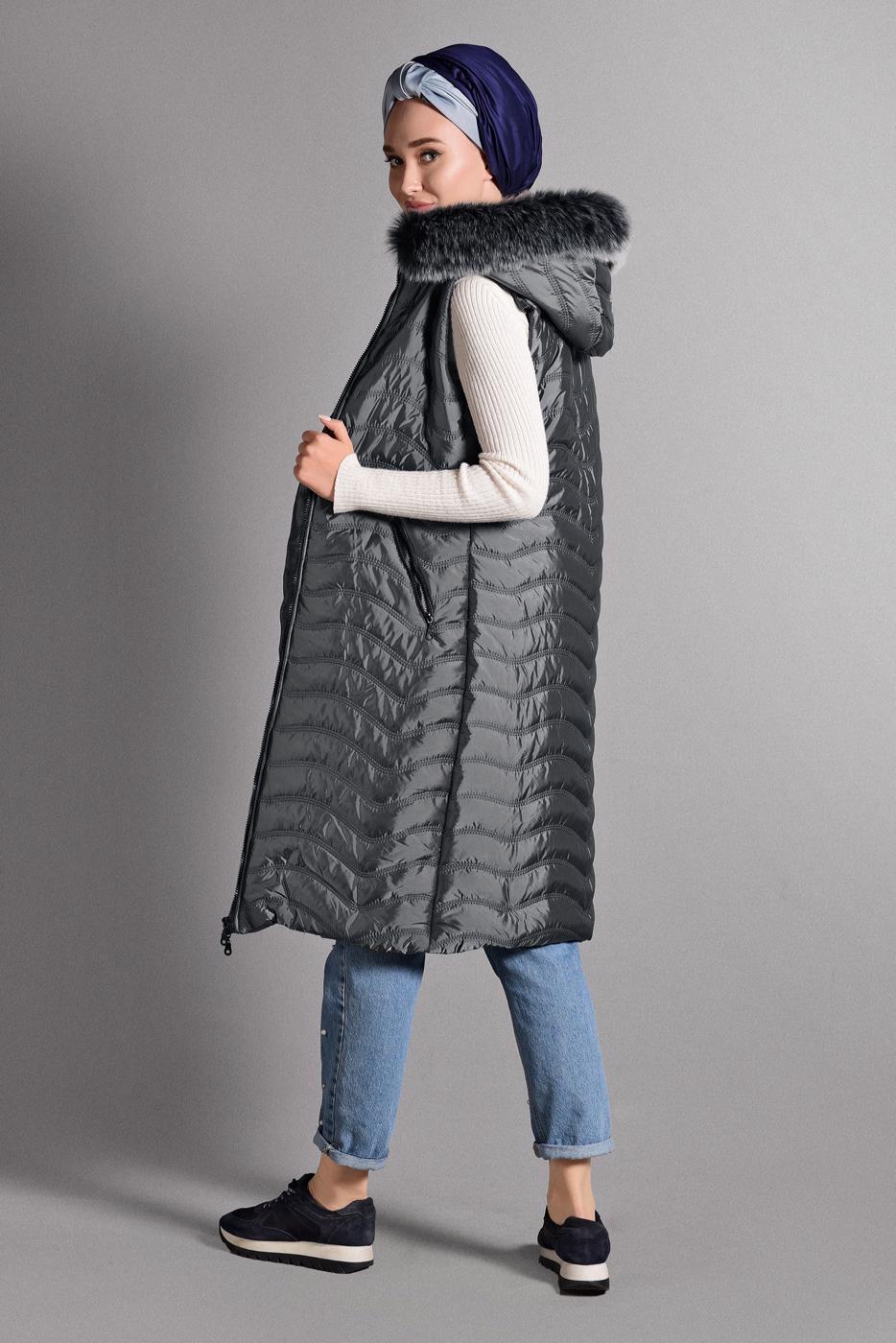 Vêtements hijab GRIS DOUDOUNE À ZIPPÉ 3502 