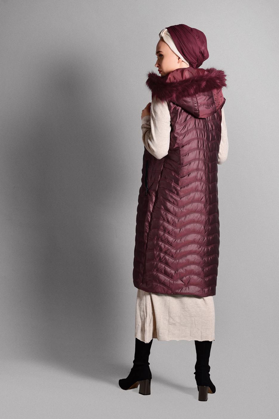 Vêtements hijab ROUGE BORDEAUX DOUDOUNE À ZIPPÉ 3502 