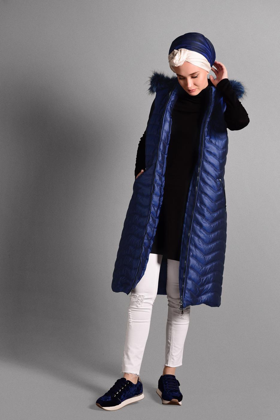 Vêtements hijab BLEU MARINE DOUDOUNE À ZIPPÉ 3502 