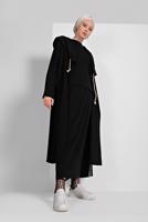 Tesettür giyim SİYAH ŞERİT DETAYLI ETEKLİ TAKIM T 94108