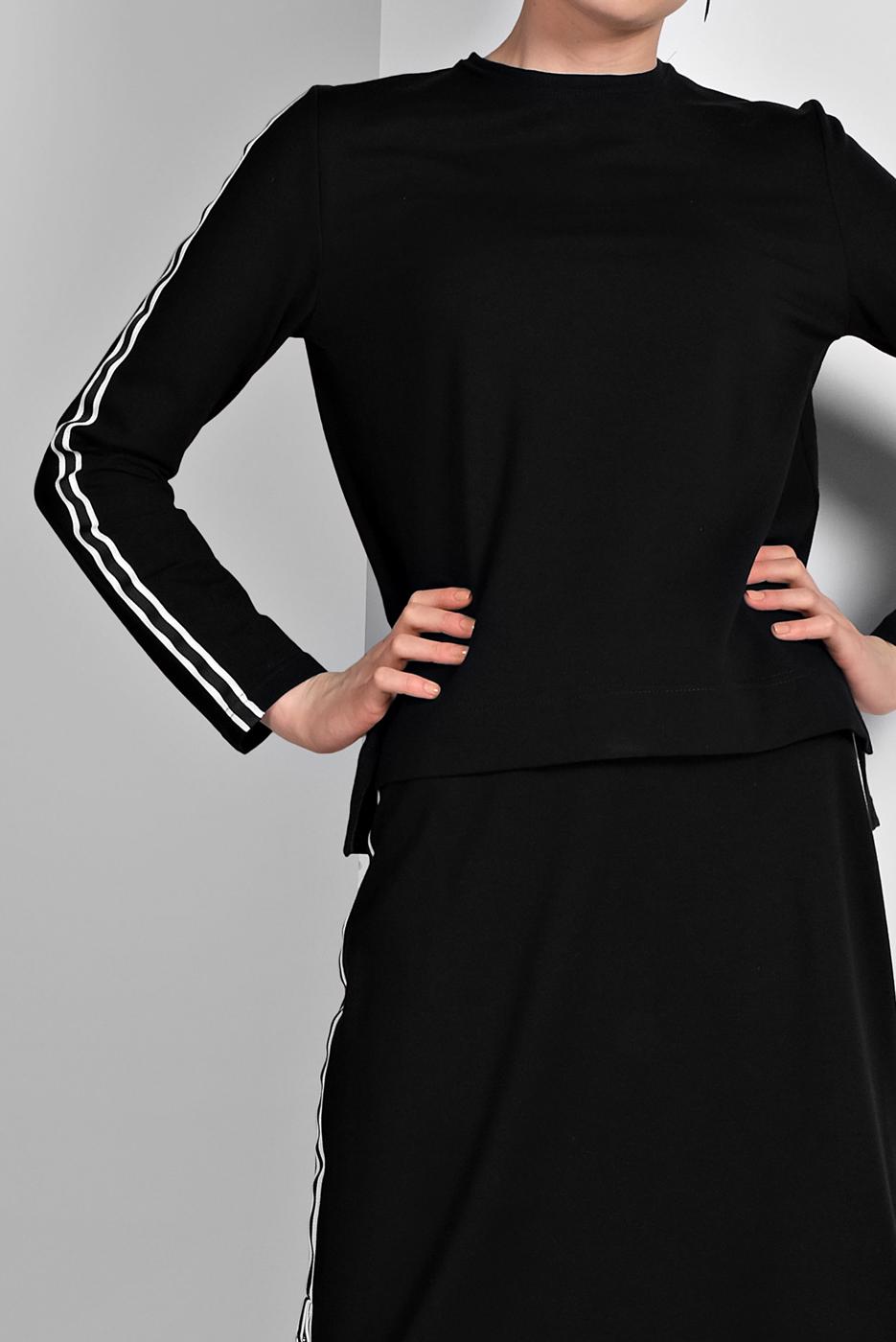 Tesettür giyim SİYAH ŞERİT DETAYLI ETEKLİ TAKIM T 94108