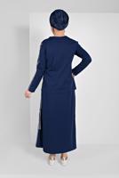 Tesettür giyim LACİVERT ŞERİT DETAYLI ETEKLİ TAKIM T 94108