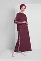 Tesettür giyim PEMBE ŞERİT DETAYLI ETEKLİ TAKIM T 94108