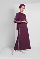 Tesettür giyim MOR ŞERİT DETAYLI ETEKLİ TAKIM T 94108