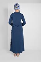 Tesettür giyim MAVİ ŞERİT DETAYLI ETEKLİ TAKIM T 94108