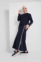 Tesettür giyim LACİVERT ŞERİT DETAYLI ETEKLİ TAKIM T 94108