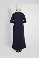 Tesettür giyim LACİVERT ŞERİT DETAYLI ETEKLİ TAKIM T 94108