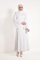 Vêtements hijab BLANC ROBE EN DENTELLE À VOLANTS 4551