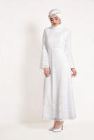 Vêtements hijab BLANC ROBE EN DENTELLE À VOLANTS 4551