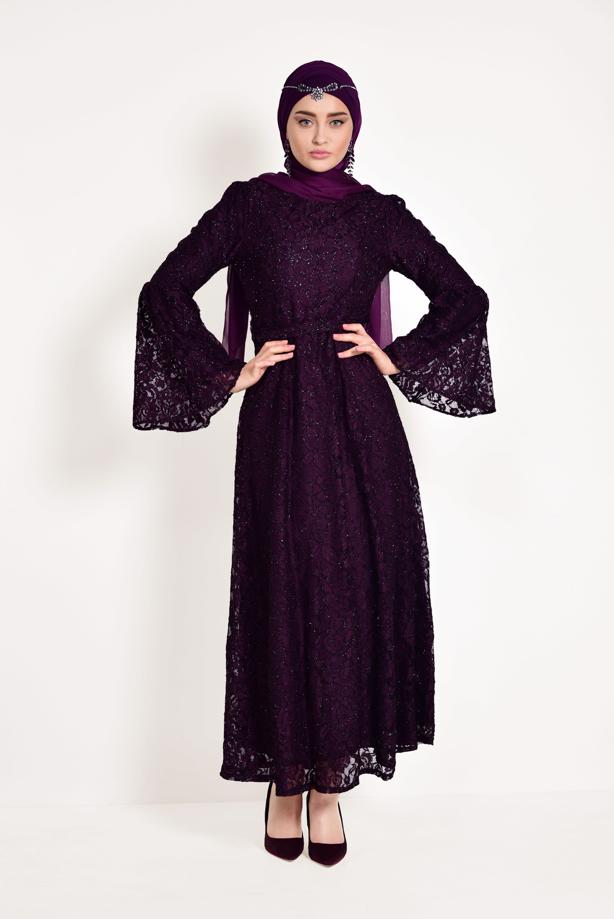 Vêtements hijab  FLOUNCE LACY FORMAL DRESS 4551 - TRENDTESETTÜR