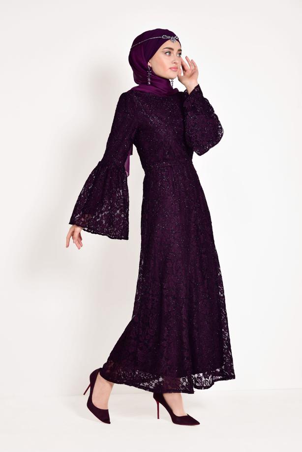 Vêtements hijab  FLOUNCE LACY FORMAL DRESS 4551 - TRENDTESETTÜR