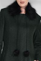 Tesettür giyim HAKİ YAKASI KÜRKLÜ KEÇE KABAN 9740 